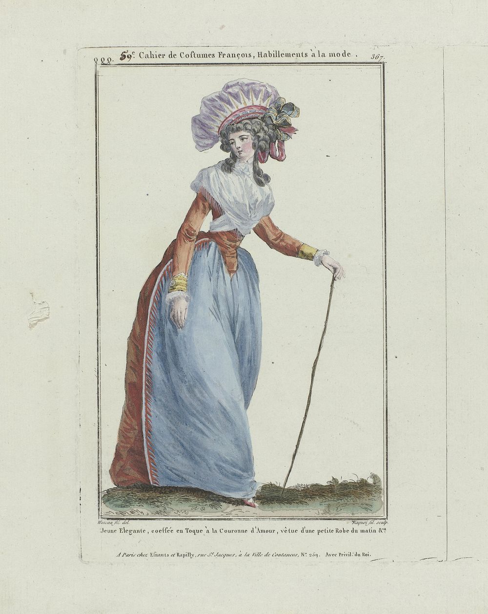 Gallerie des Modes et Costumes Français, 1787, qqq 367 : Jeune Elégante coeffé (...) (1787) by Pierre Charles Baquoy…