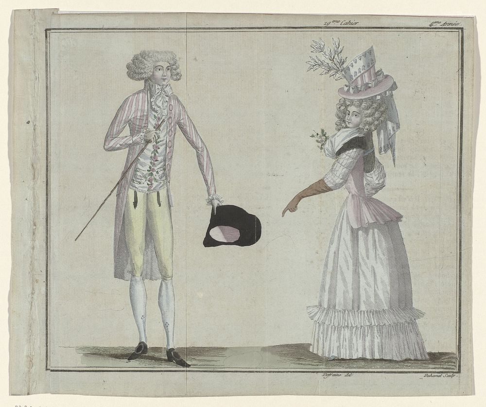 Magasin des Modes Nouvelles Françaises et Anglaises, 1 juin 1789, Pl. 2, 3 (1789) by A B Duhamel, Defraine and Buisson