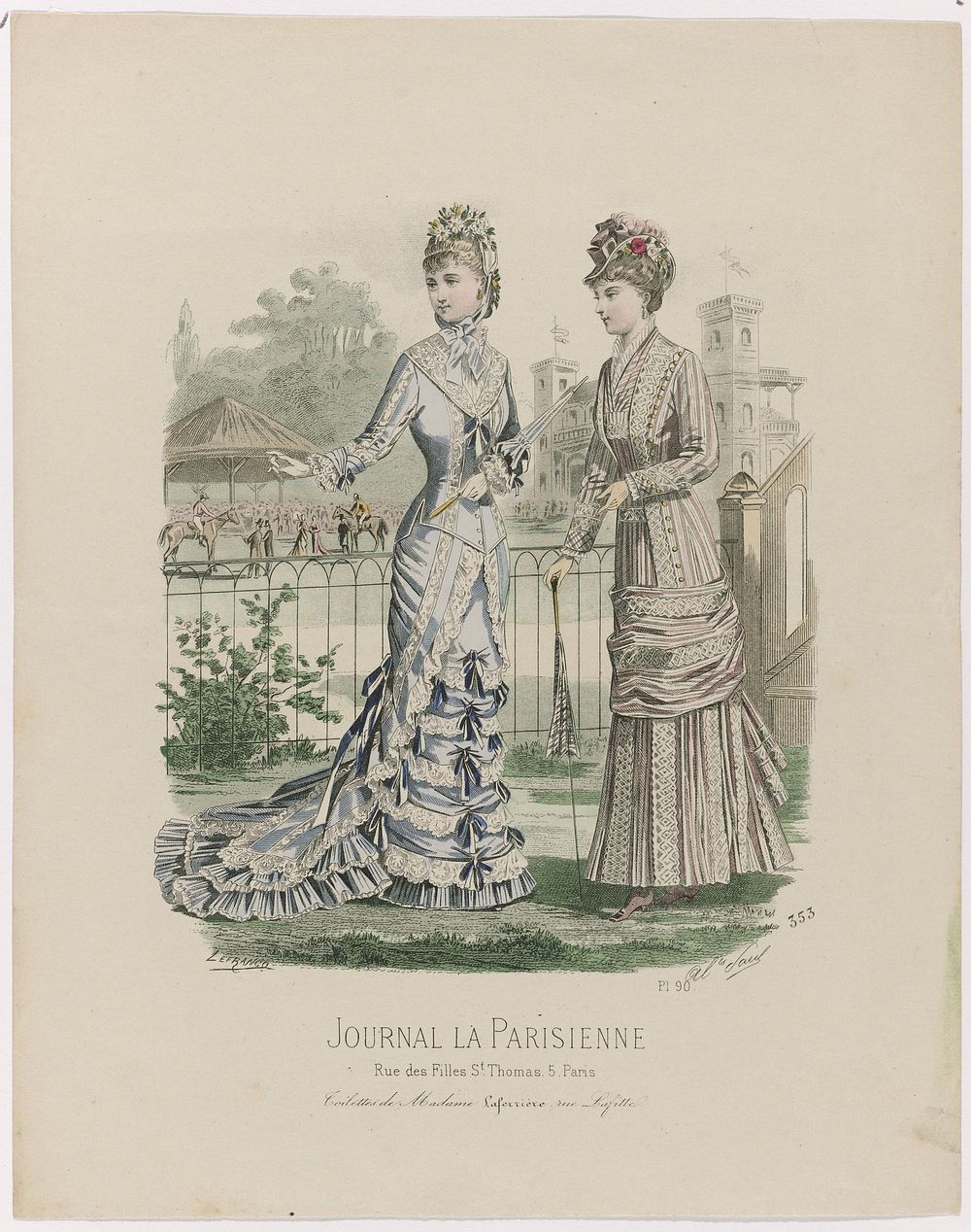 Journal la Parisienne, juli 1878, No. 353, Pl. 90 : Toilettes de Madam (...) (1878) by A Paul and A Lefrancq