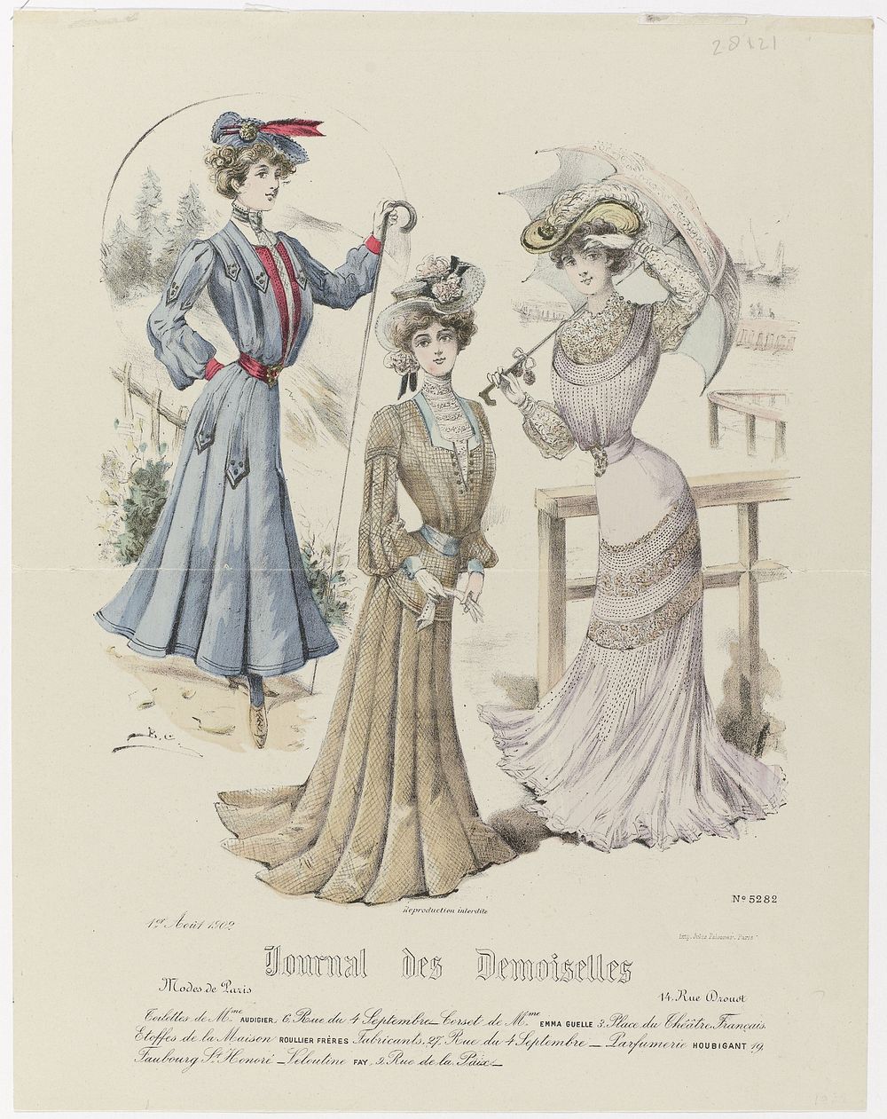 Journal des Demoiselles, 1 Août 1902, No. 5282 : Toilettes de Mmes Audigier (...) (1902) by Monogrammist BC, anonymous and…