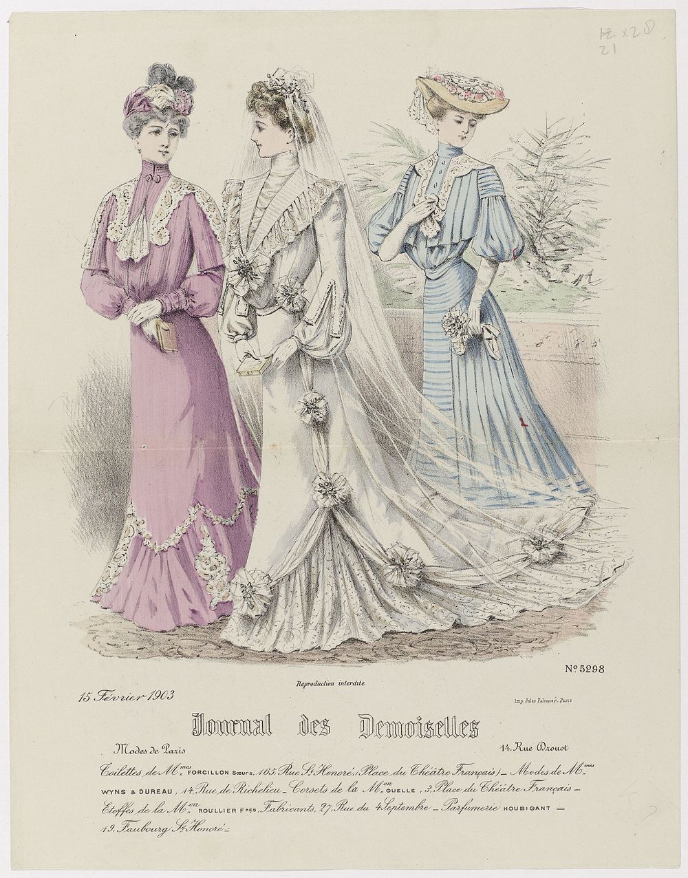 Journal des Demoiselles, 15 Février 1903, No. 5298 : Toilettes de Mmes Forcillon (...) (1903) by anonymous and Jules Falconer