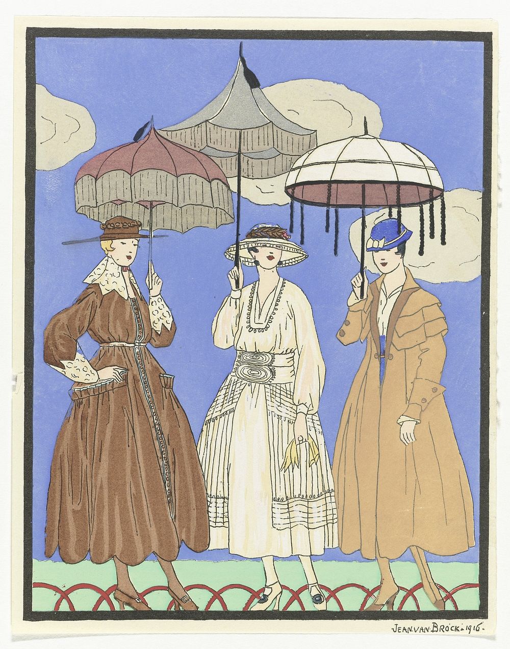 Three Parasols (1916) by Jan van Brock and anonymous