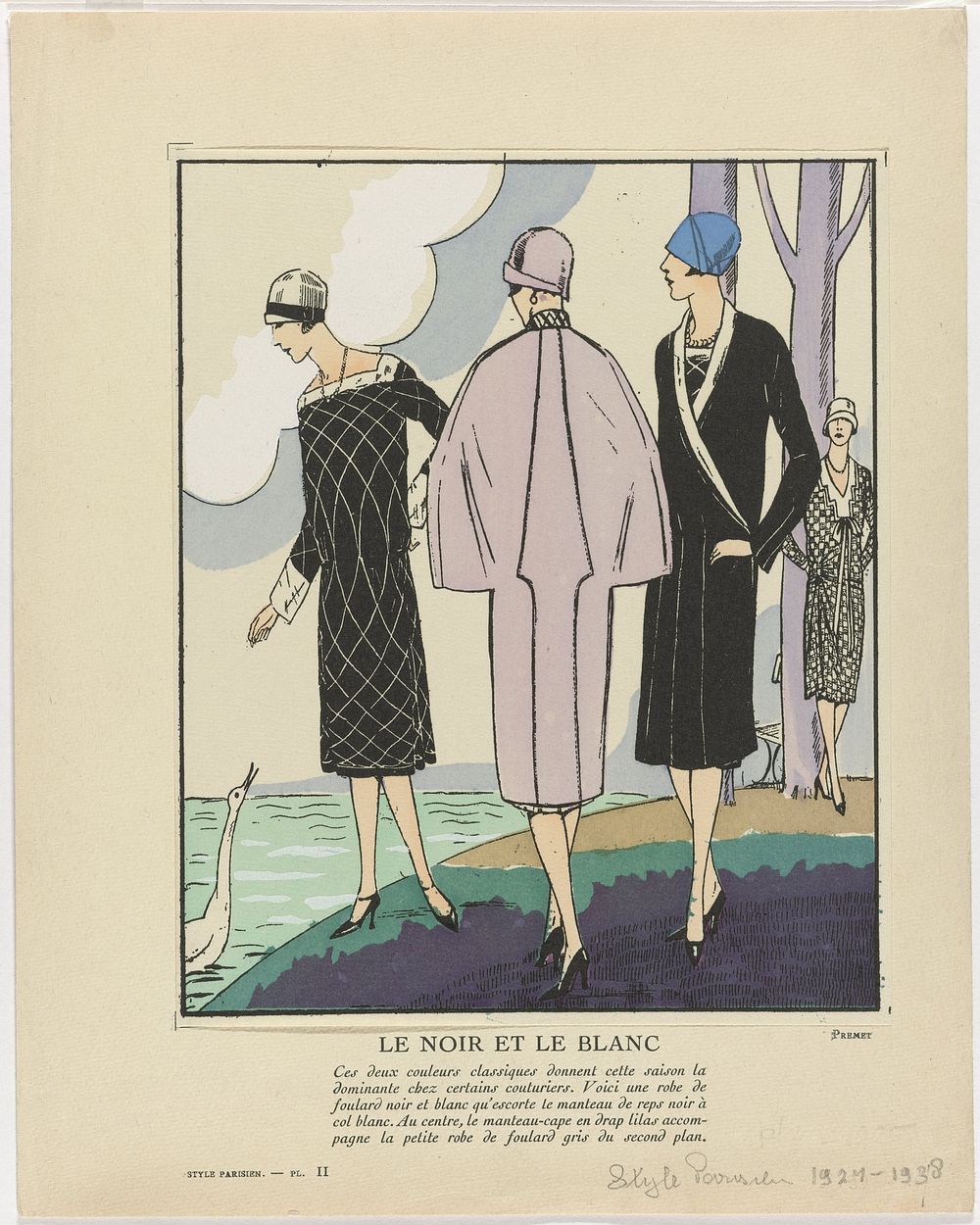 Le Style Parisien, 1925, Pl. 11 : Le noir et le blanc (...) (c. 1925) by anonymous and Premet