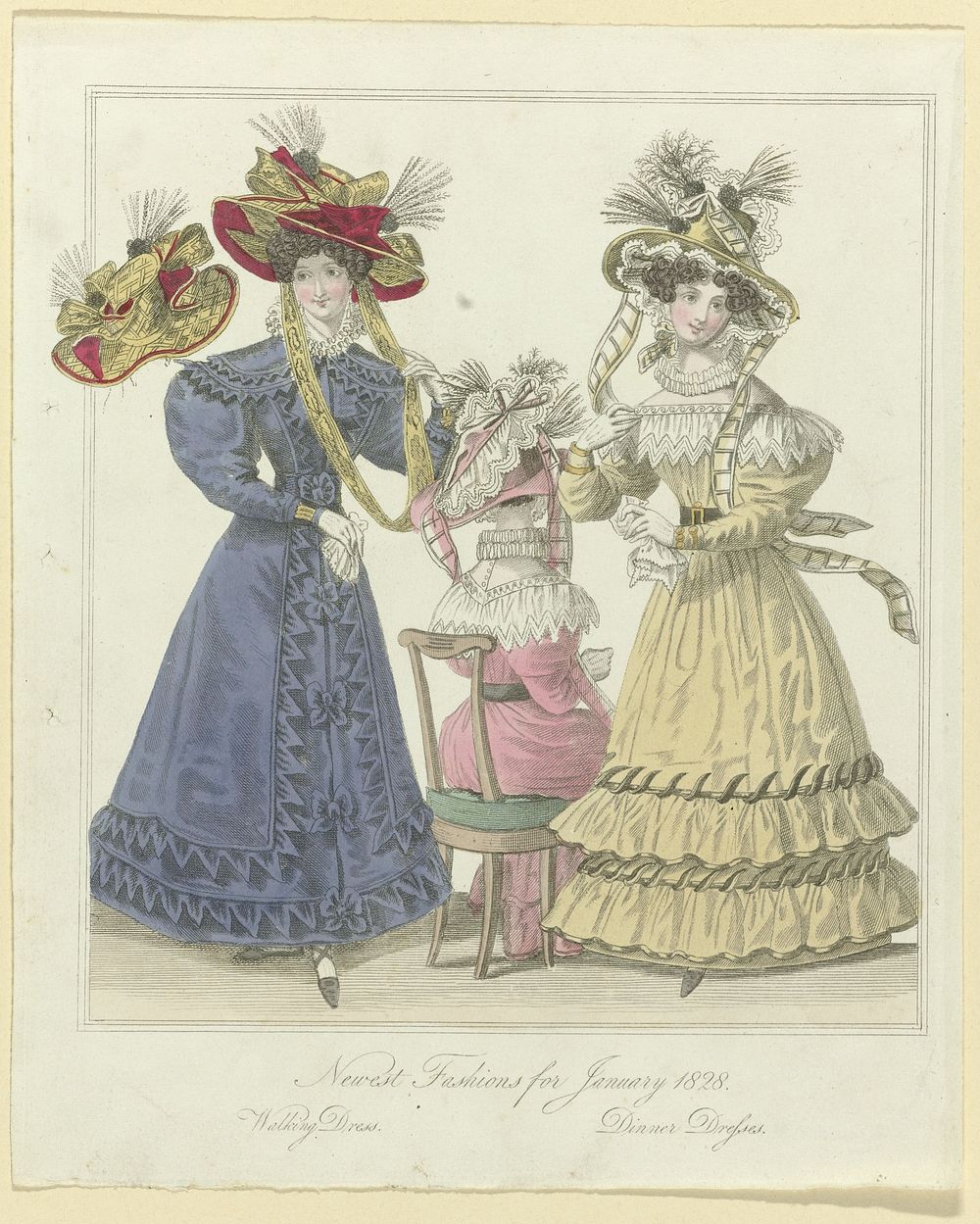 The World of Fashion, Newest Fashions for January 1828 : Walking dress (...) (1828) by anonymous