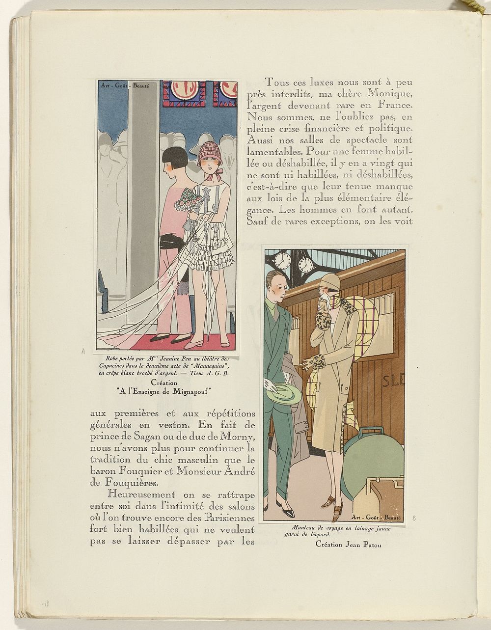 Art - Goût - Beauté, Feuillets de l' élégance féminine, Février 1926, No. 66, 6e Année, p. 18 (1926) by anonymous…