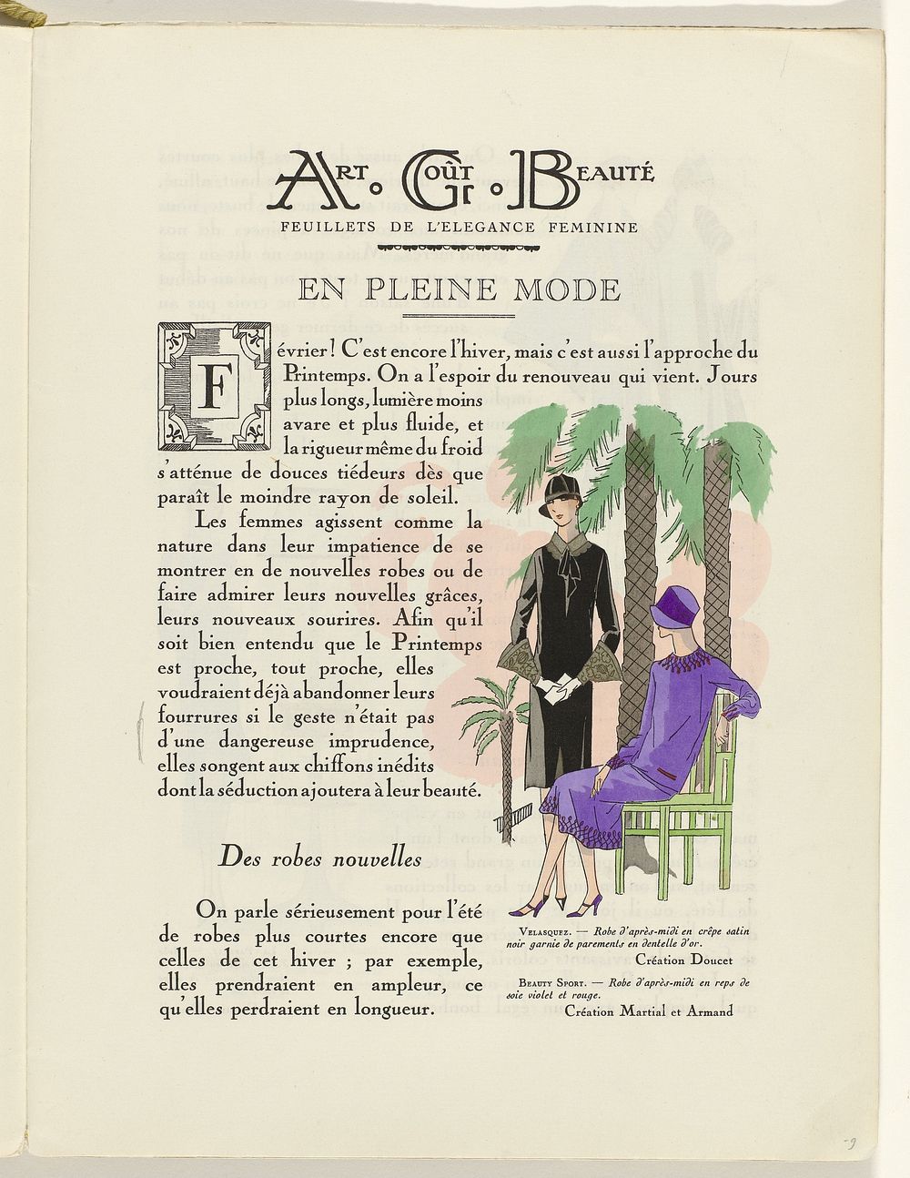 Art - Goût - Beauté, Feuillets de l' élégance féminine, Février 1926, No. 66, 6e Année, p. 9 (1926) by Charles Goy, Jacques…
