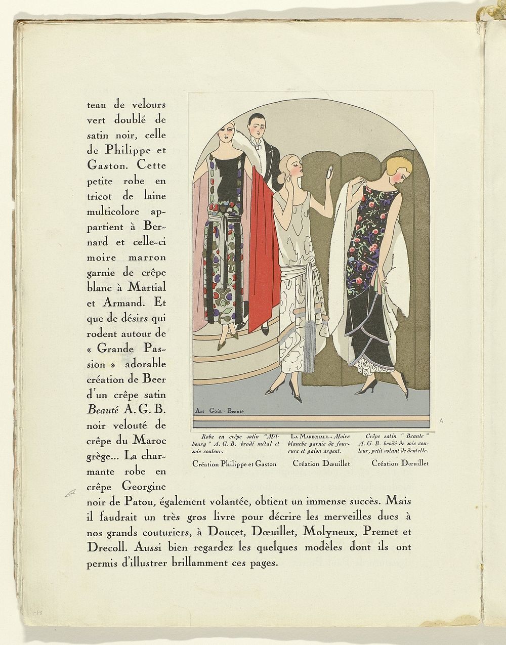 Art - Goût - Beauté, Feuillets de l' élégance féminine, Janvier 1924, No. 41, 4e Année, p. 10 (1924) by anonymous, Philippe…