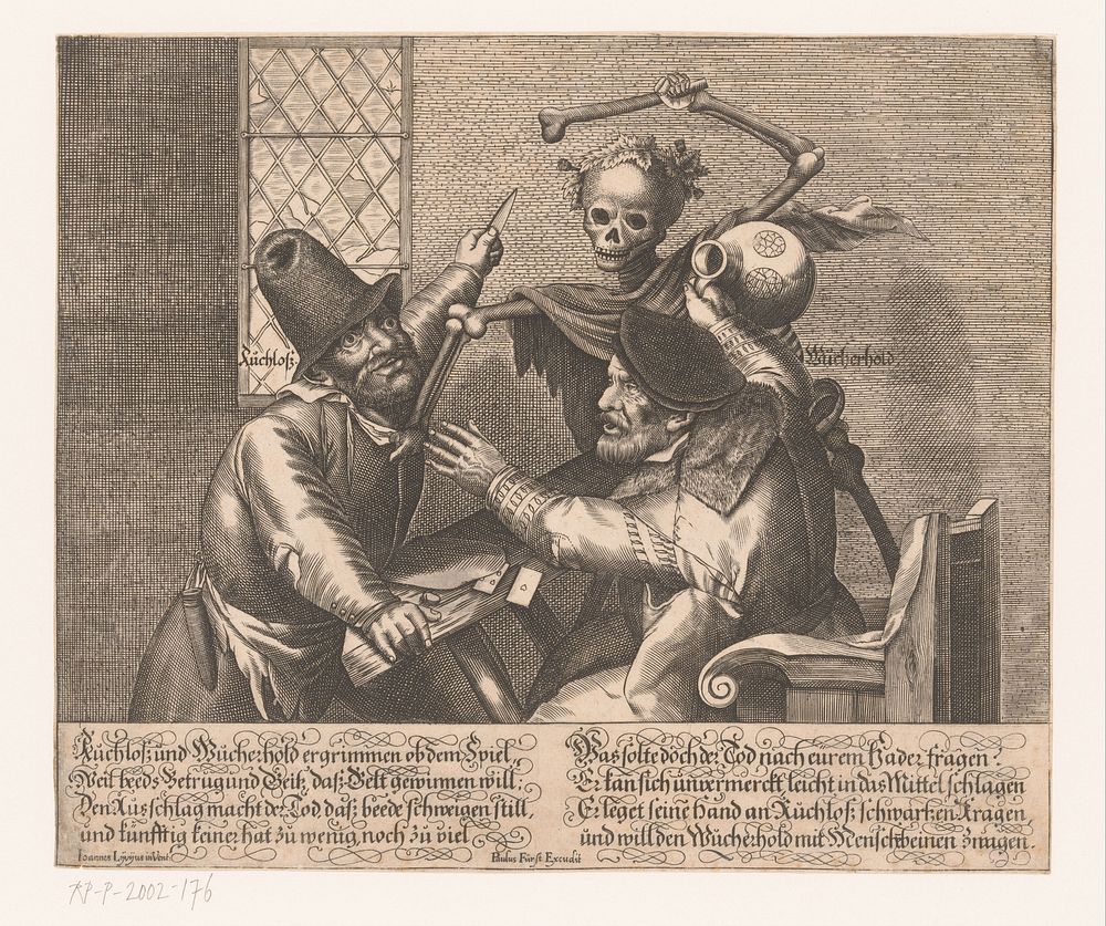 Twee vechtende mannen en de Dood (1617 - 1699) by anonymous, Jan Lievens and Paul Fürst