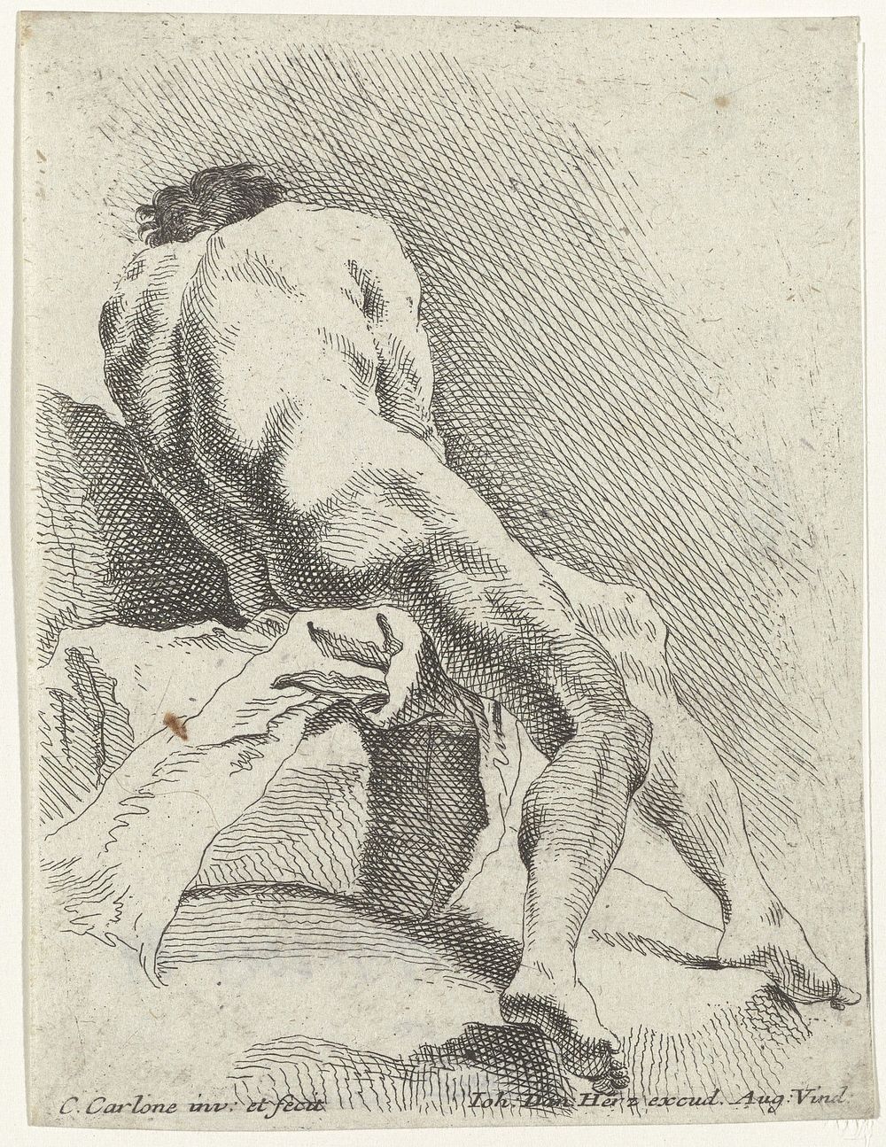 Zittend mannelijk naakt, van achteren gezien (1697 - 1775) by Carlo Innocenzo Carlone, Carlo Innocenzo Carlone and Johann…