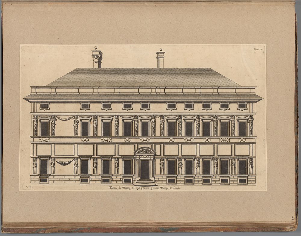 Opstand van de façade van het Palazzo della Meridiana te Genua (1622) by Nicolaes Ryckmans, Peter Paul Rubens and Spaanse…