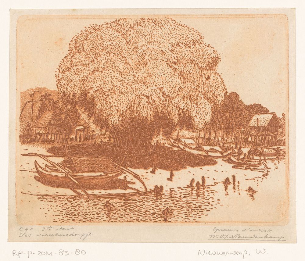 Gezicht op Loloan Barat op Bali (1914) by Wijnand Otto Jan Nieuwenkamp