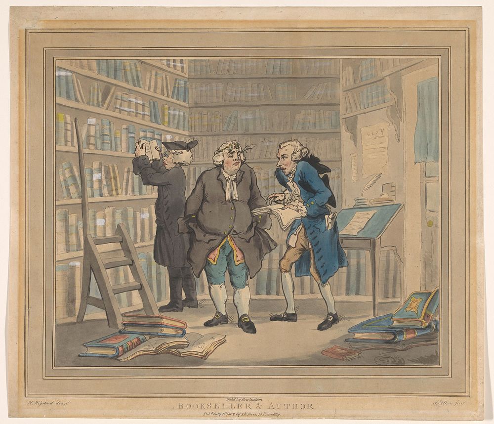 Boekverkoper en een schrijver (1802) by Thomas Rowlandson, Samuel Alken I, Henry Wigstead and Samuel W Fores