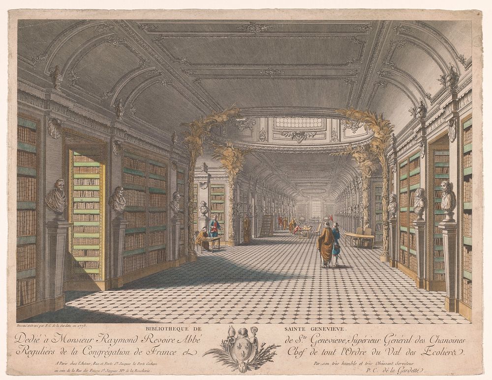 Bibliotheek van de abdij van Sainte-Geneviève te Parijs (1773) by Pierre Claude Delagardette, Pierre Claude Delagardette…