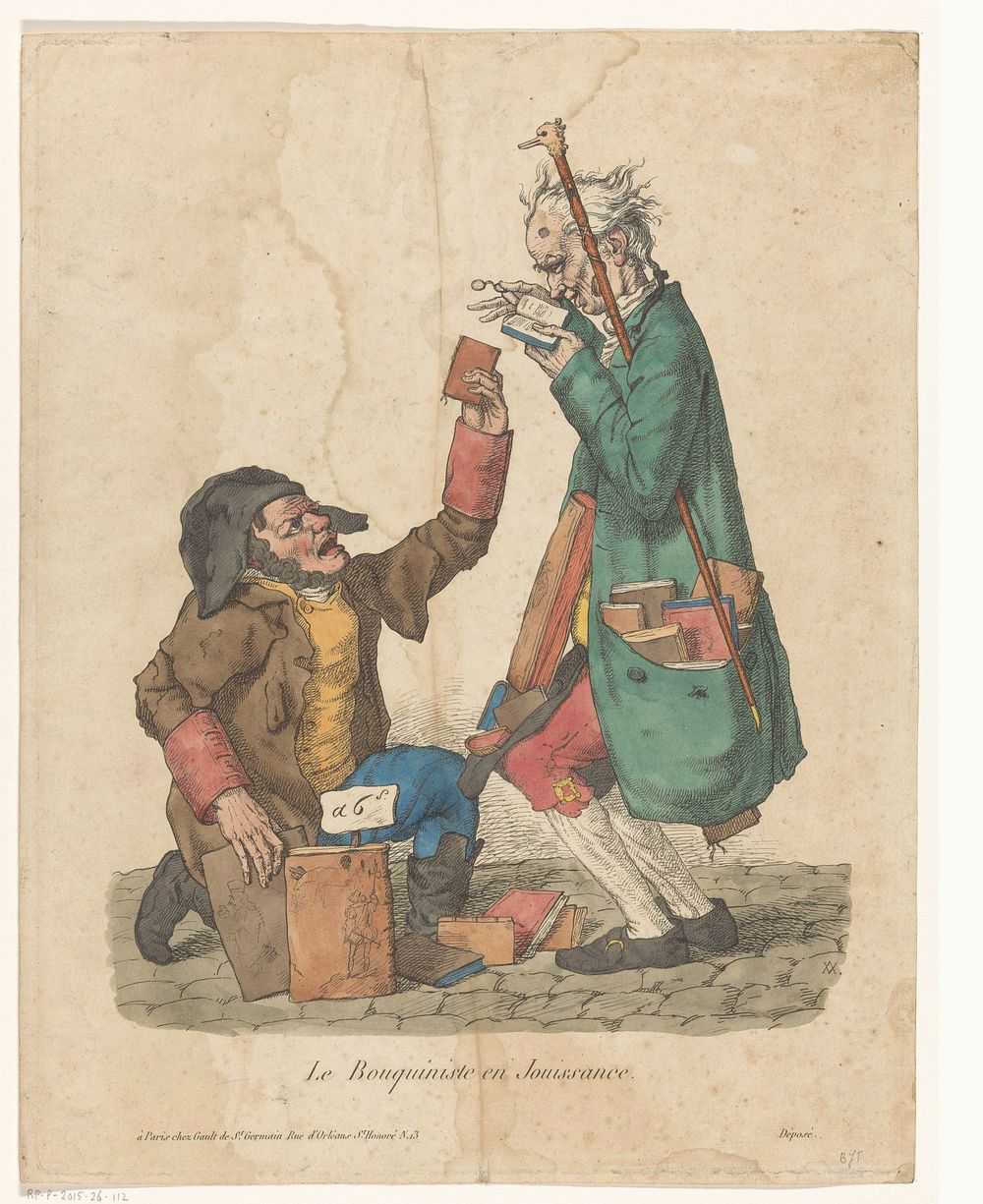 Boekverkoper met een klant op straat (1817) by Adrien Victor Auger and Pierre Marie Gault de Saint Germain