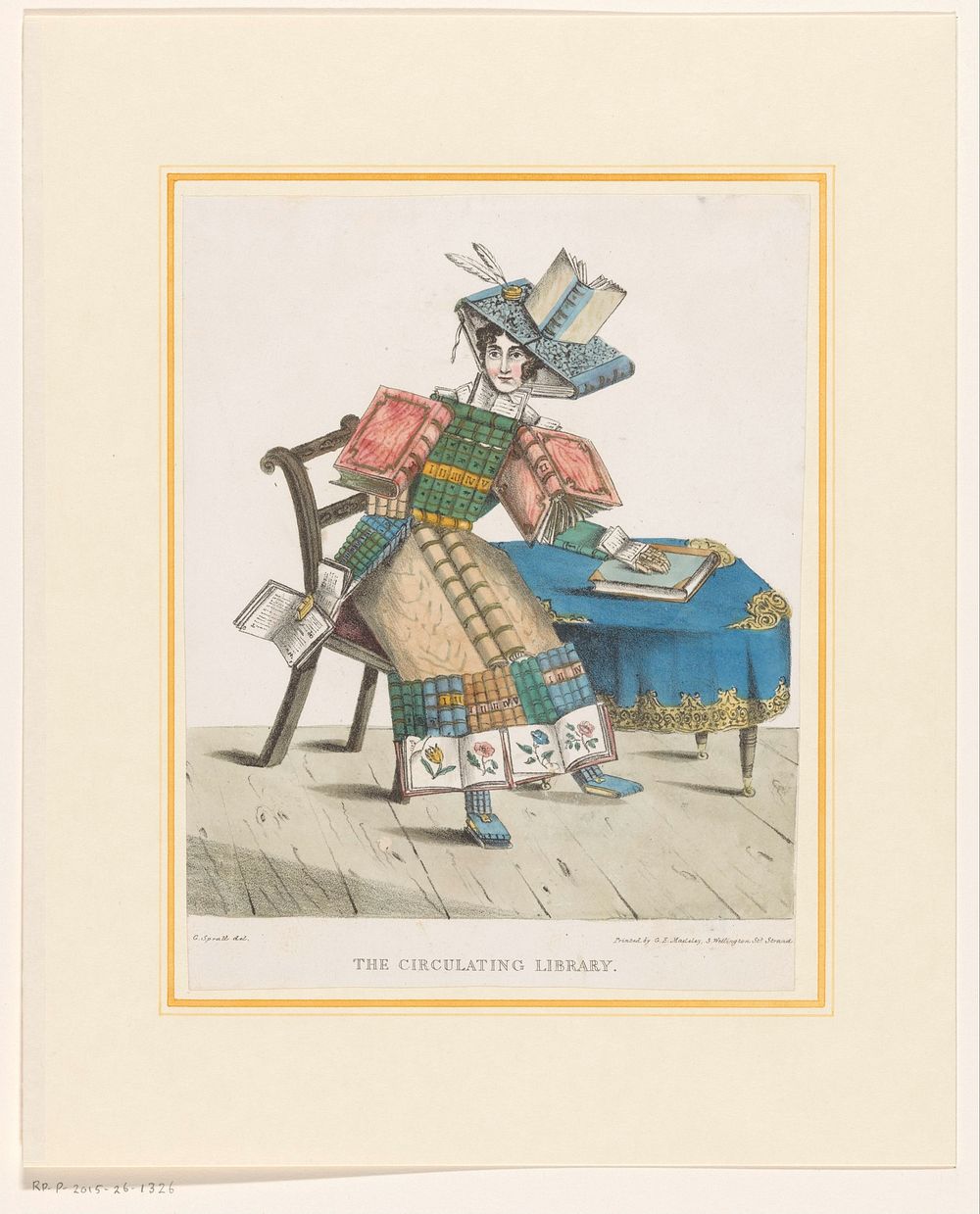 Vrouw met een lichaam opgebouwd uit boeken (c. 1830) by G Spratt, George Edward Madeley and Charles Tilt