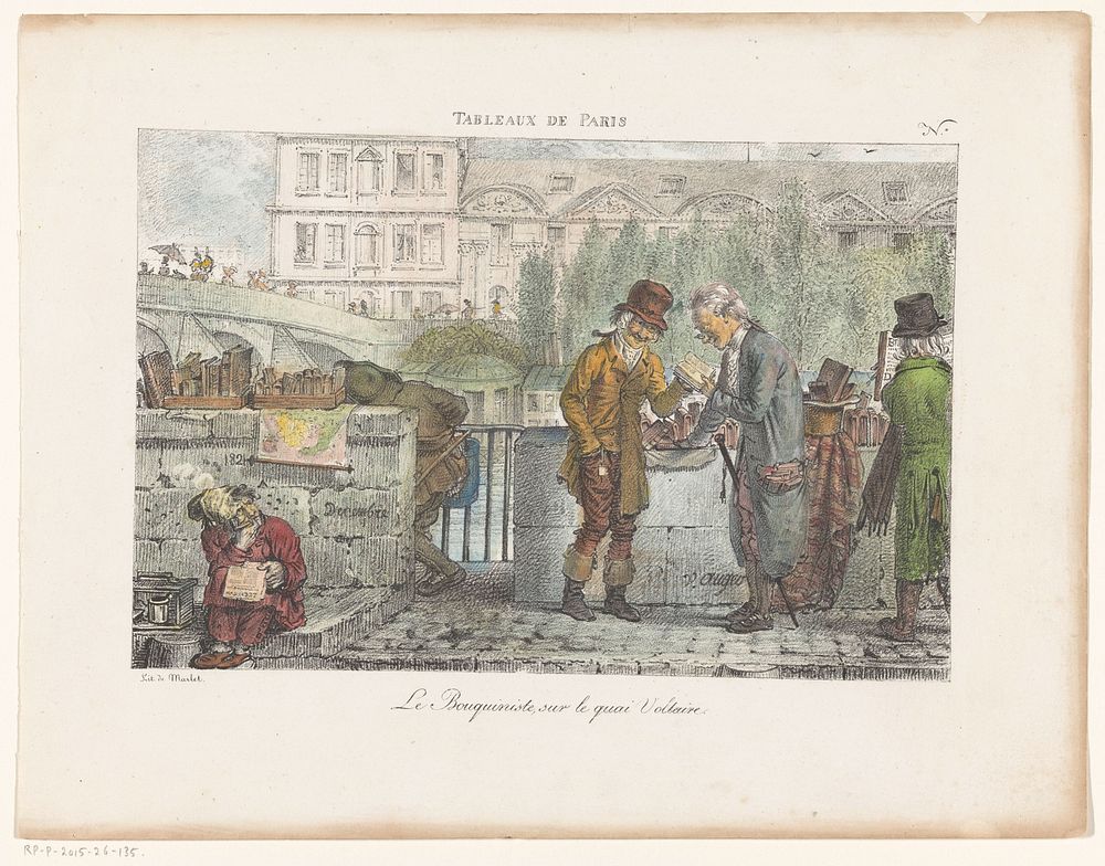Boekhandelaar op de Quai Voltaire te Parijs (1821) by Jean Henri Marlet, Jean Henri Marlet and Adrien Victor Auger
