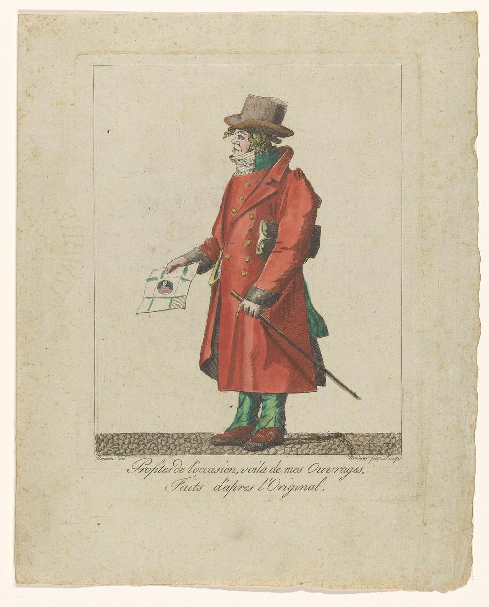 Man met een portret in zijn hand (c. 1700 - c. 1800) by le Jeune Mercadier and Vigneron