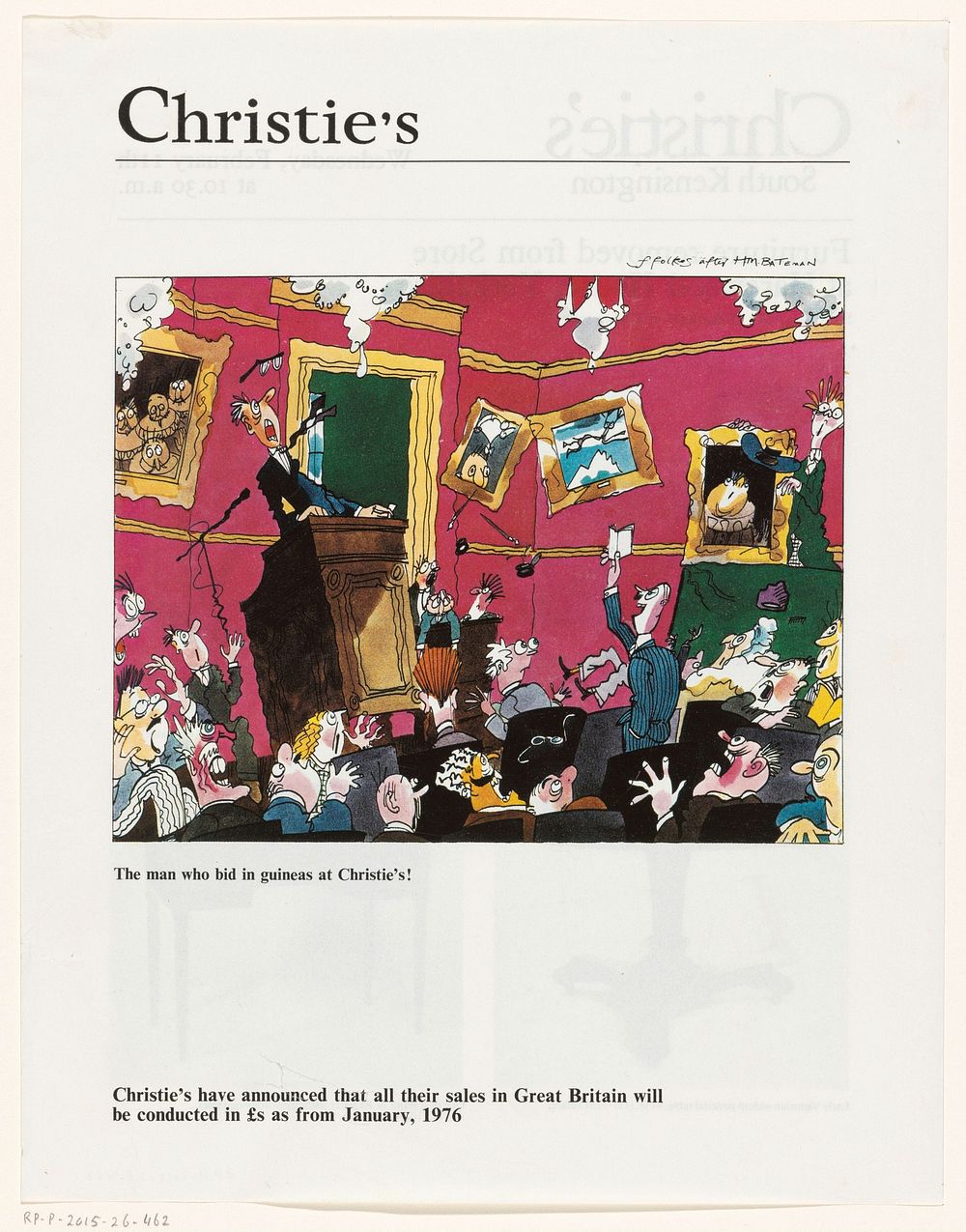 Veiling bij Christie's (1975 - 1976) by anonymous, Michael Ffolkes and Henry Mayo Bateman