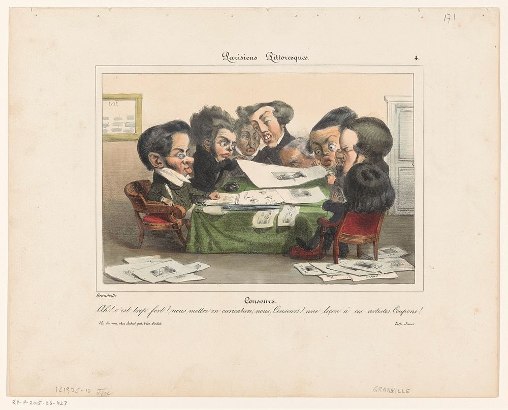 Karikatuur van Franse censoren (1835) by Jean Ignace Isidore Gérard Grandville, Junca and Aubert and Cie