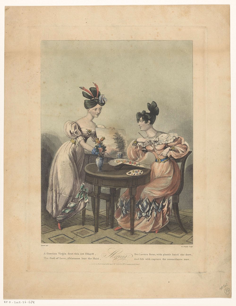 Schilderende vrouw achter een tafel (1841) by Thomas Busby, W Gauci and I W Laird
