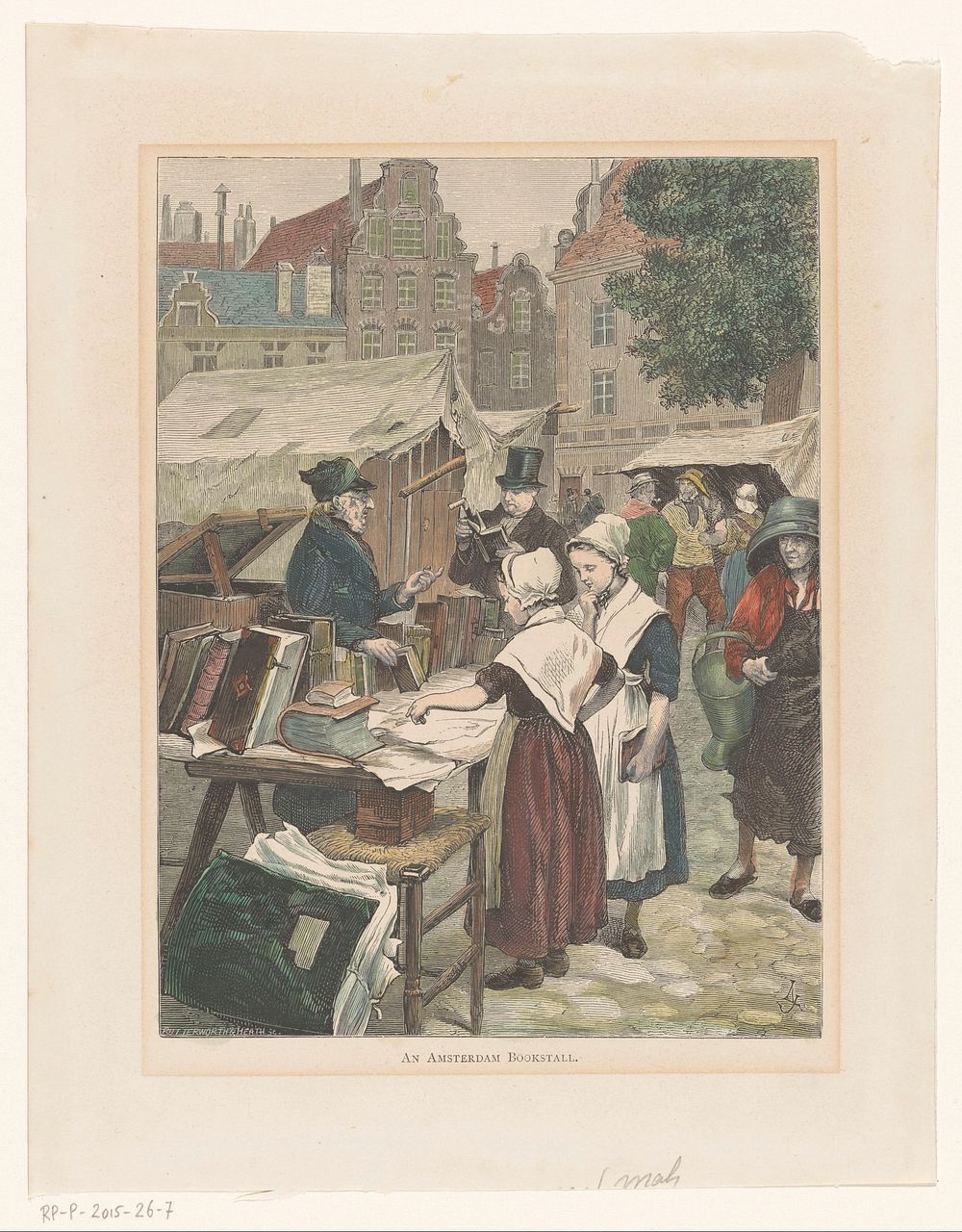 Boekverkoper op een markt in Amsterdam (1887) by Butterworth and Heath, Monogrammist LJ laat 19e eeuw and Paul Friedrich…