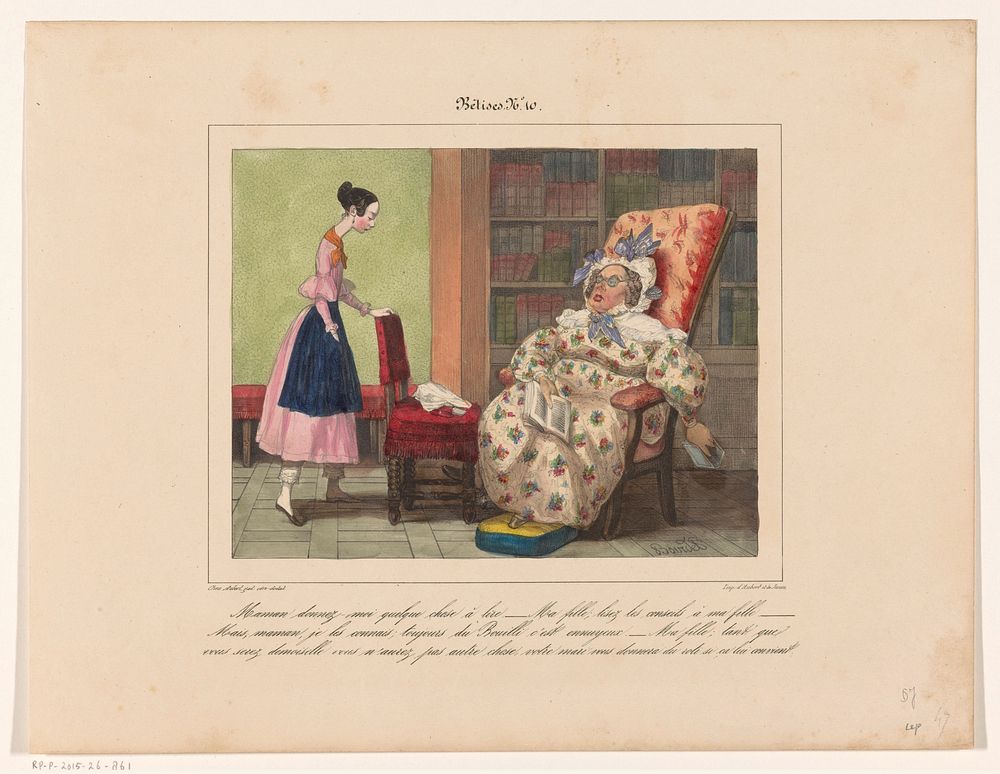 Dochter vraagt haar moeder om een boek (1837) by Jules Joseph Guillaume Bourdet, Aubert and Junca and Aubert and Cie