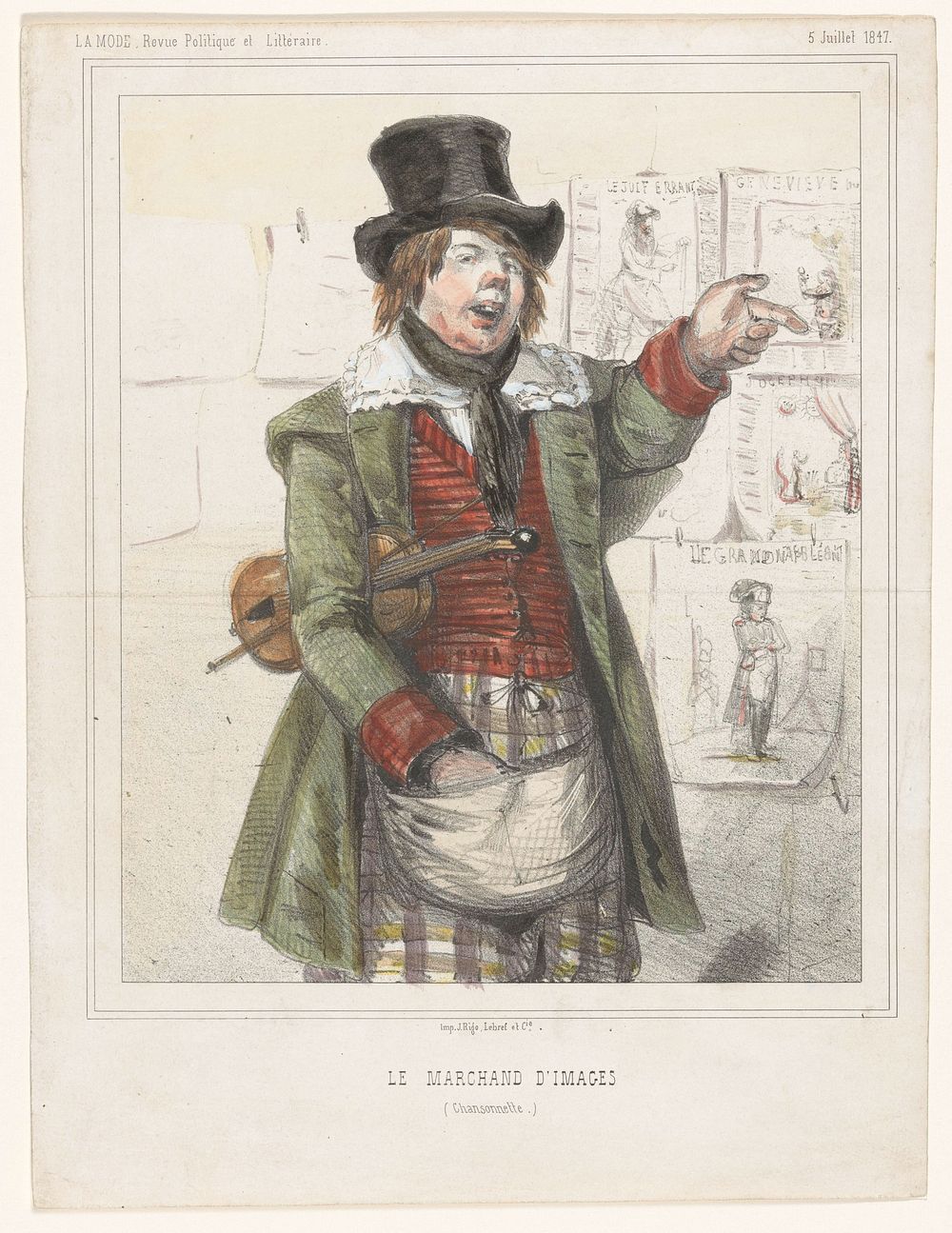 Prentverkoper met een viool onder zijn arm (1847) by anonymous and Lebref and Cie J Rigo