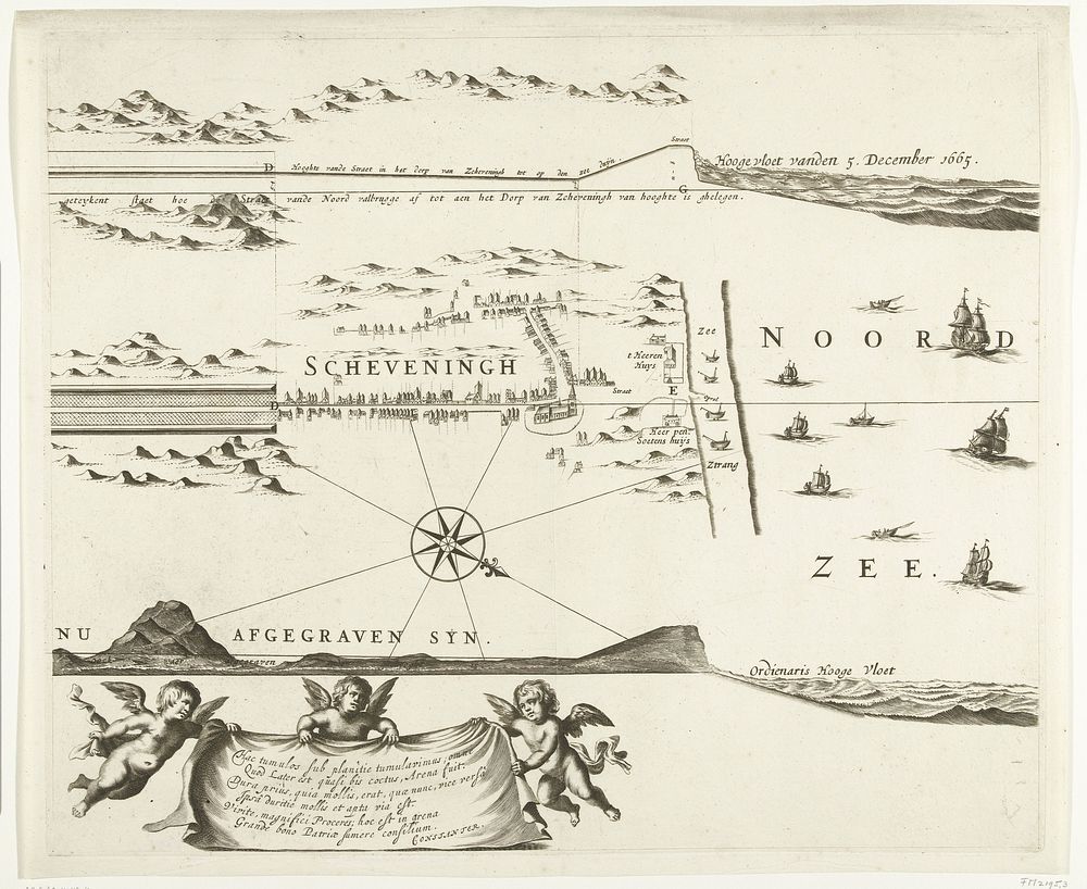 Kaart van de aanleg van de straatweg van Den Haag naar Scheveningen, 1664-1665 (derde blad) (1667 - 1713) by Frederik de…