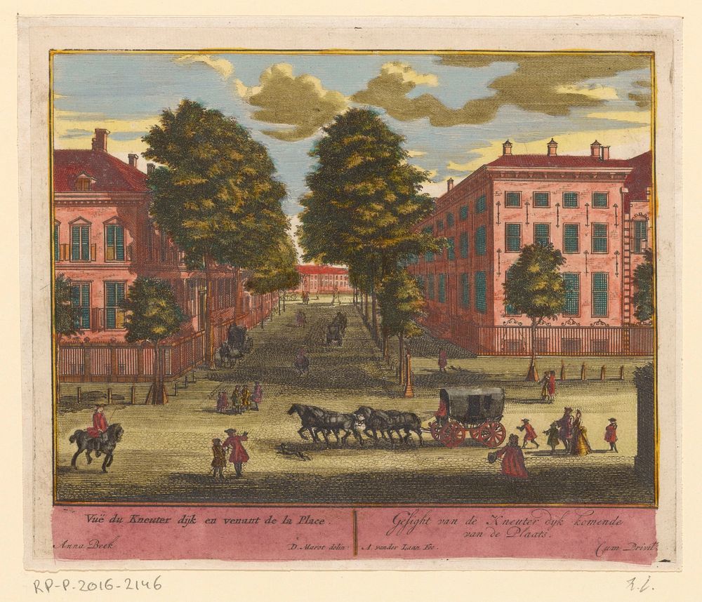 Gezicht op de Kneuterdijk te Den Haag (in or after 1717) by Adolf van der Laan, Daniël Marot II, Anna Beeck and Staten van…