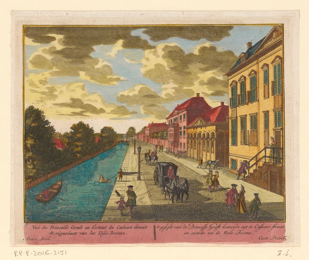 Gezicht op de Prinsessegracht te Den Haag (in or after 1717) by Adolf van der Laan, Daniël Marot II, Anna Beeck and Staten…