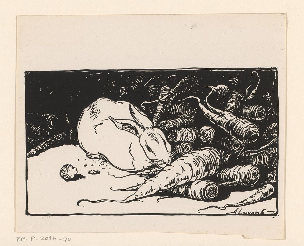 Konijn knagend aan een wortel (in or before 1926) by anonymous and Anny Leusink