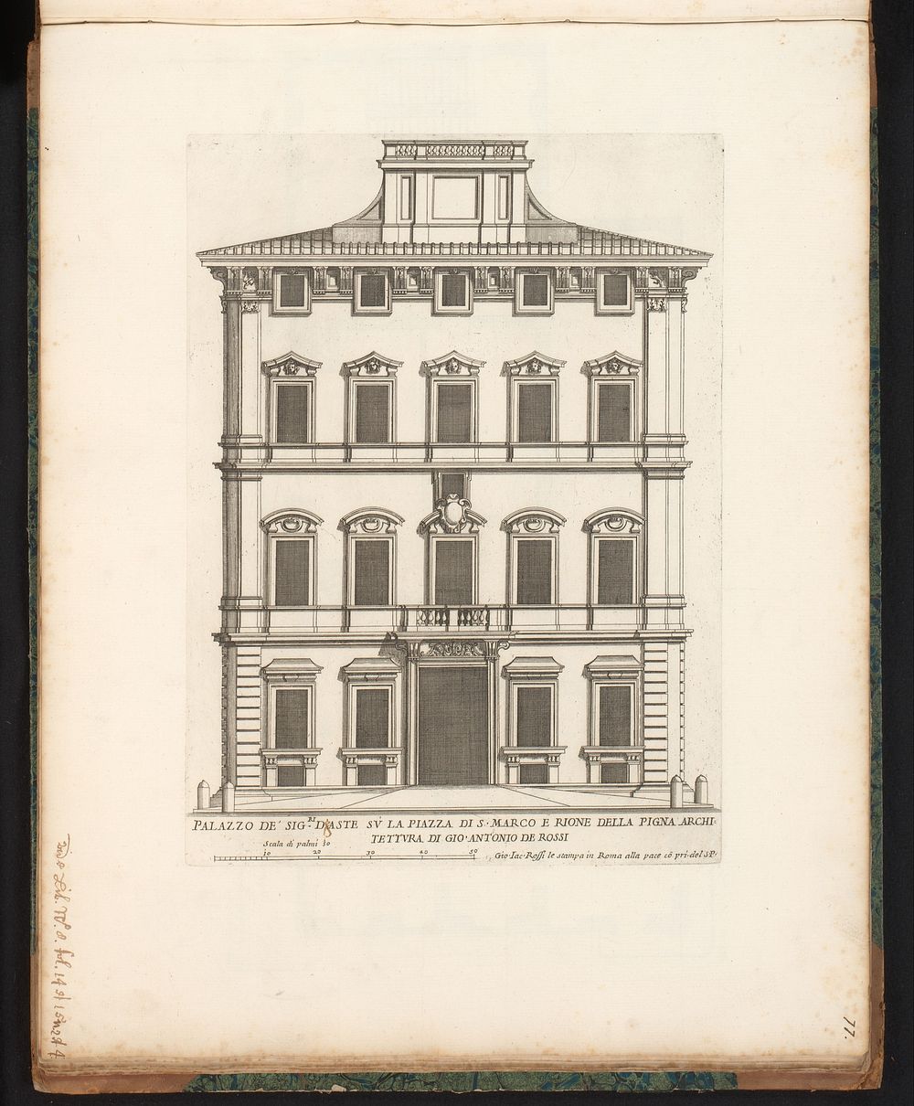 Façade van Palazzo Bonaparte (in or after 1655) by Giovanni Battista Falda, Giovanni Battista Falda, Giovanni Antonio de…