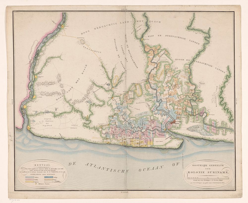 Deel van een kaart van Suriname (1835) by Daniël Veelwaard I, Daniël Veelwaard II, G Mabé and H Eekhoff Hzn