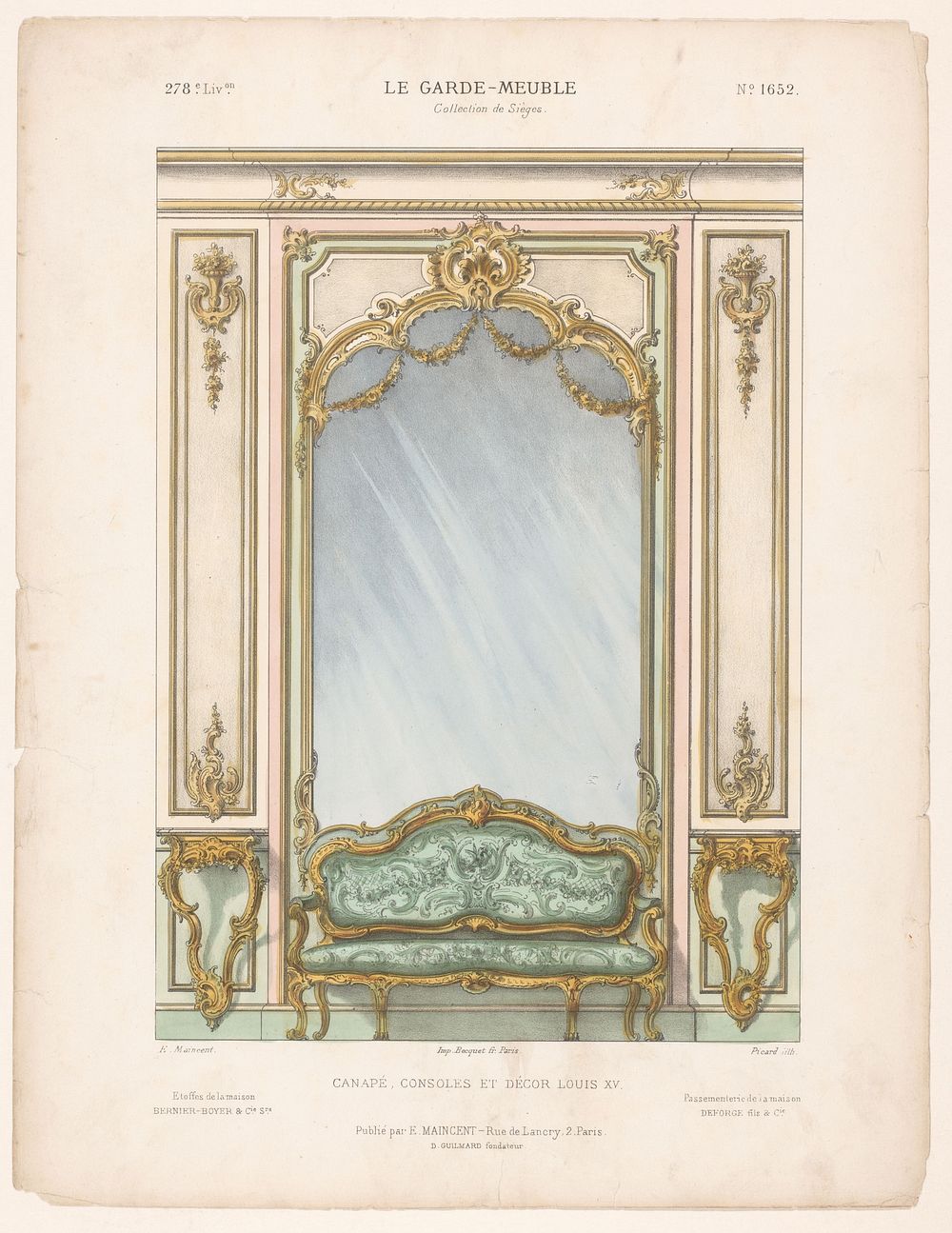 Canapé voor spiegel (1885 - 1895) by Picard, Becquet frères, Eugène Maincent and Désiré Guilmard