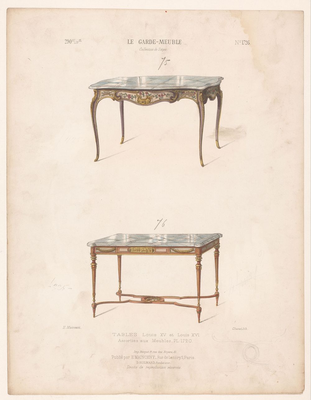 Twee tafels (1885 - 1895) by Chanat, Becquet frères, Eugène Maincent and Désiré Guilmard