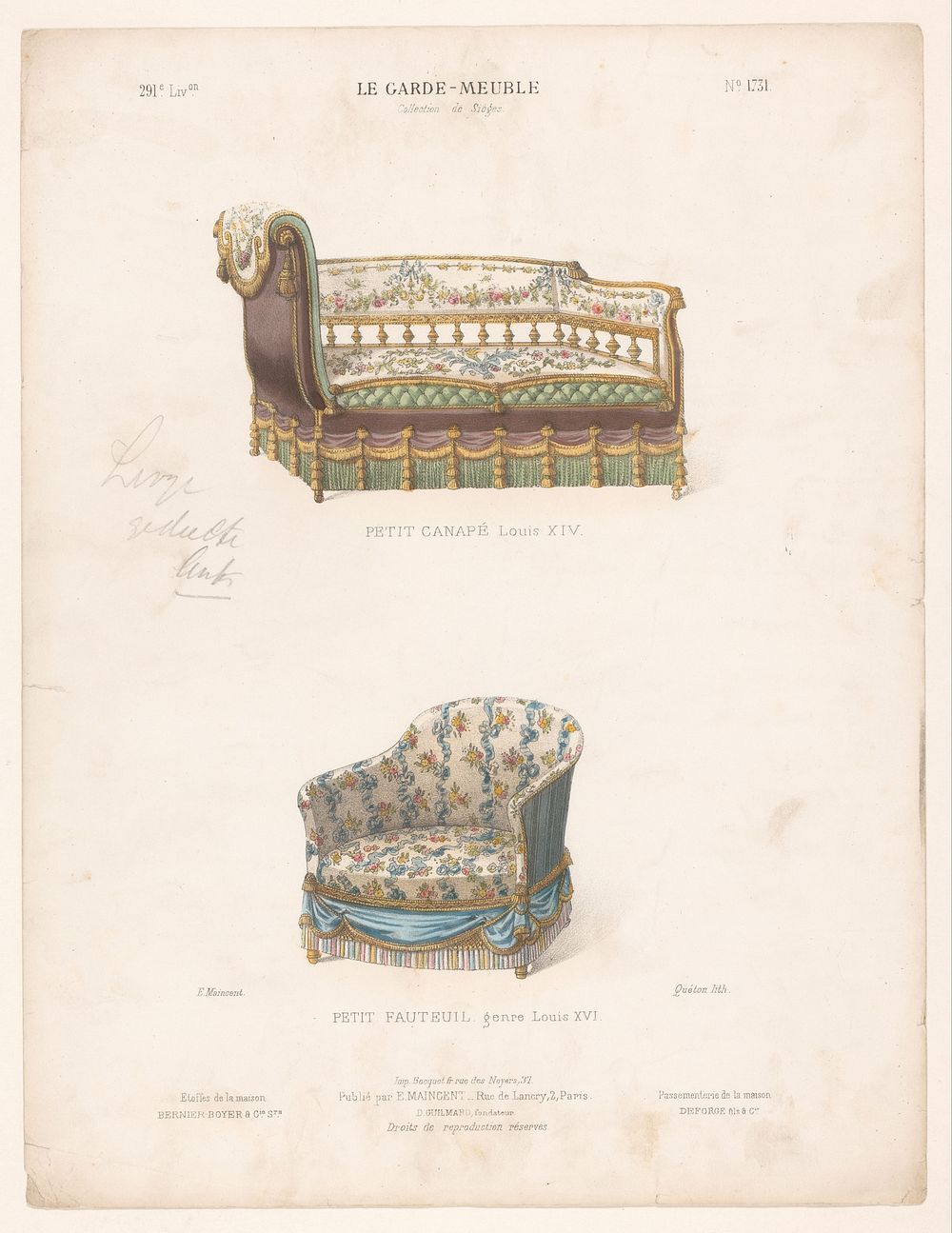 Canapé en fauteuil (1885 - 1895) by Quéton, Becquet frères, Eugène Maincent and Désiré Guilmard