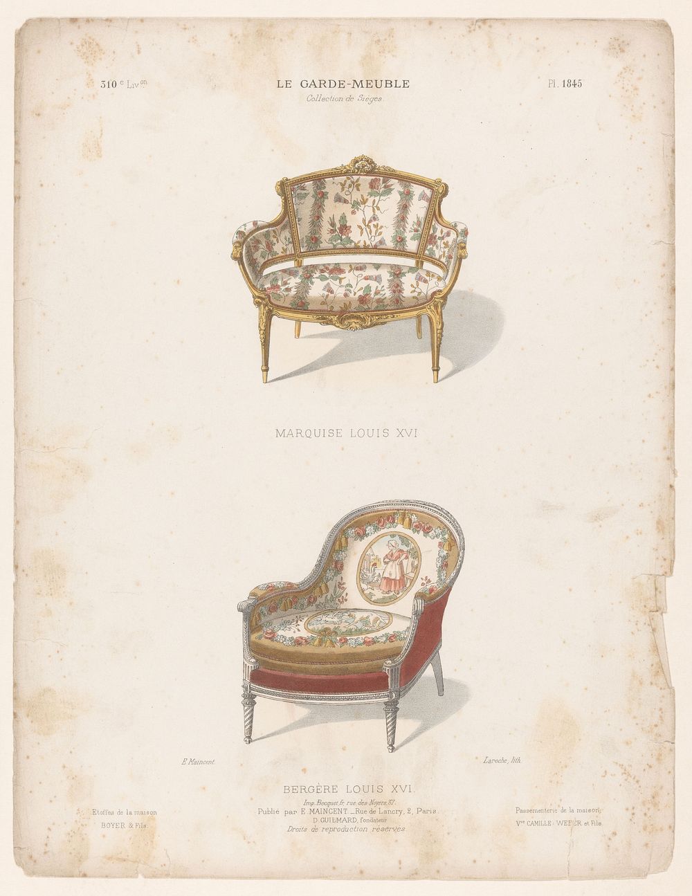 Twee stoelen (1885 - 1895) by Léon Laroche, Becquet frères, Eugène Maincent and Désiré Guilmard