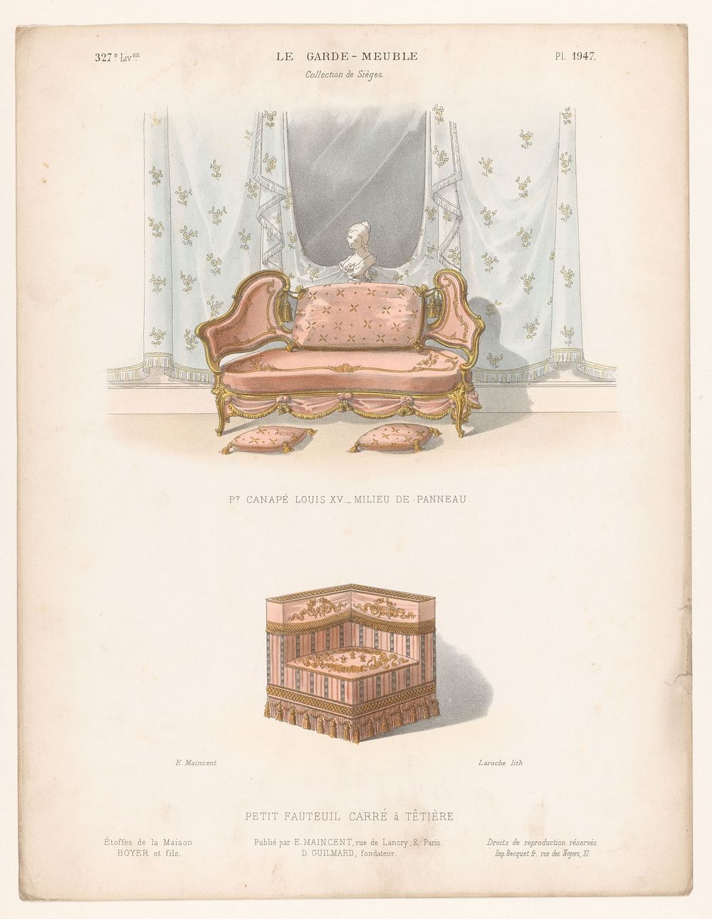 Canapé en fauteuil (1885 - 1895) by Léon Laroche, Becquet frères, Eugène Maincent and Désiré Guilmard