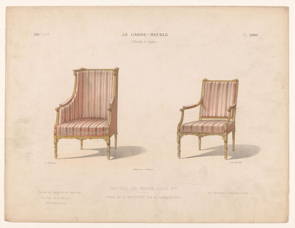 Fauteuil en stoel (1885 - 1895) by Léon Laroche, Monrocq and Eugène Maincent