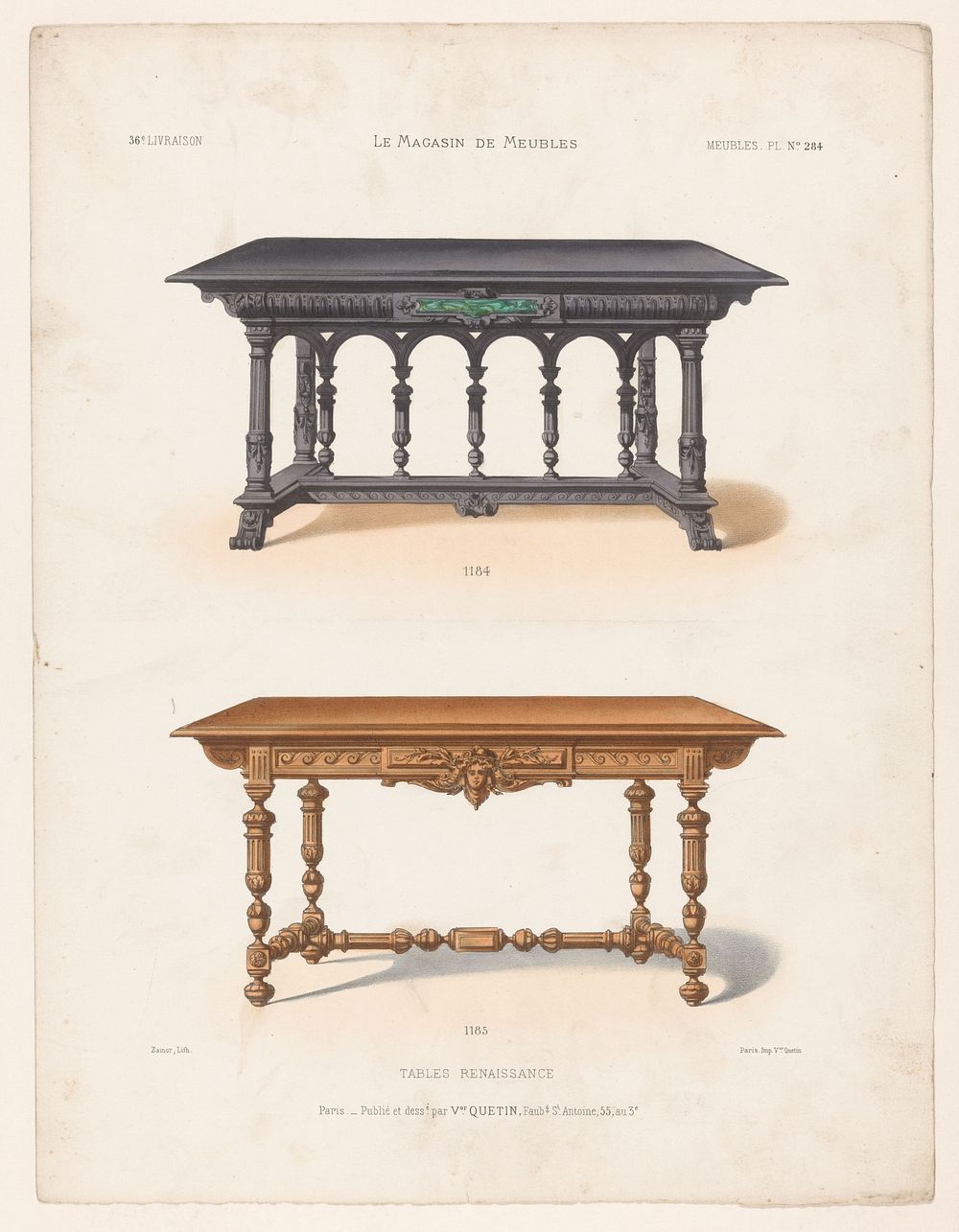 Twee tafels (1832 - 1877) by Zamor, Victor Joseph Quétin, Victor Joseph Quétin and Victor Joseph Quétin