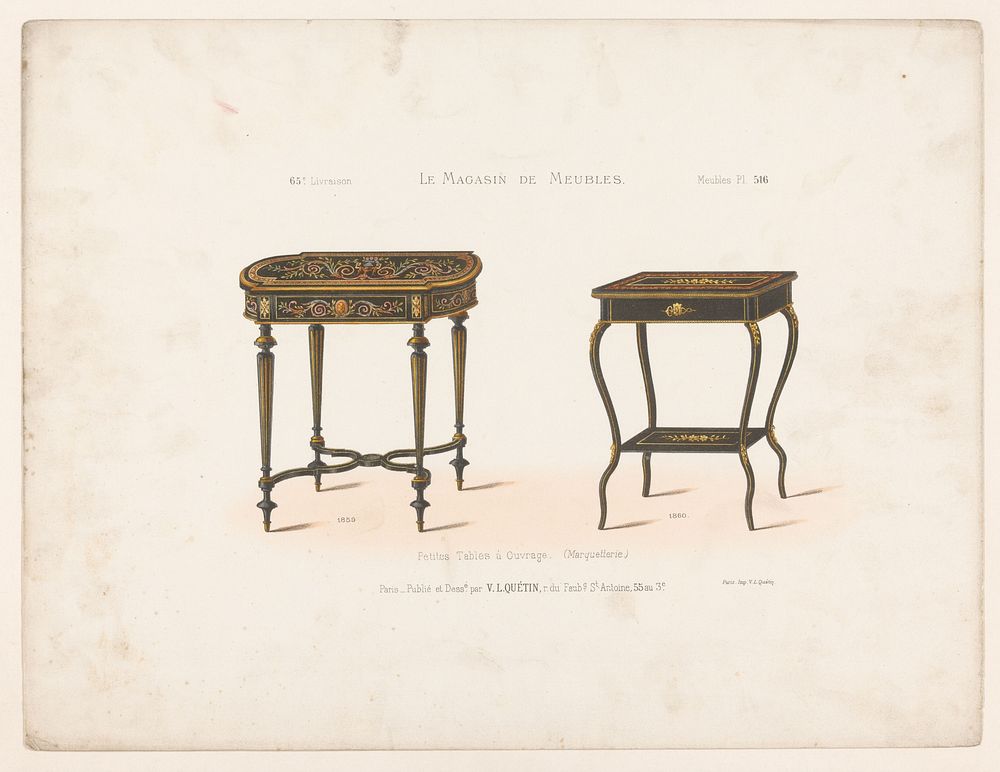 Twee tafels (1878 - in or after 1904) by anonymous, Victor Léon Michel Quétin, Victor Léon Michel Quétin and Victor Léon…