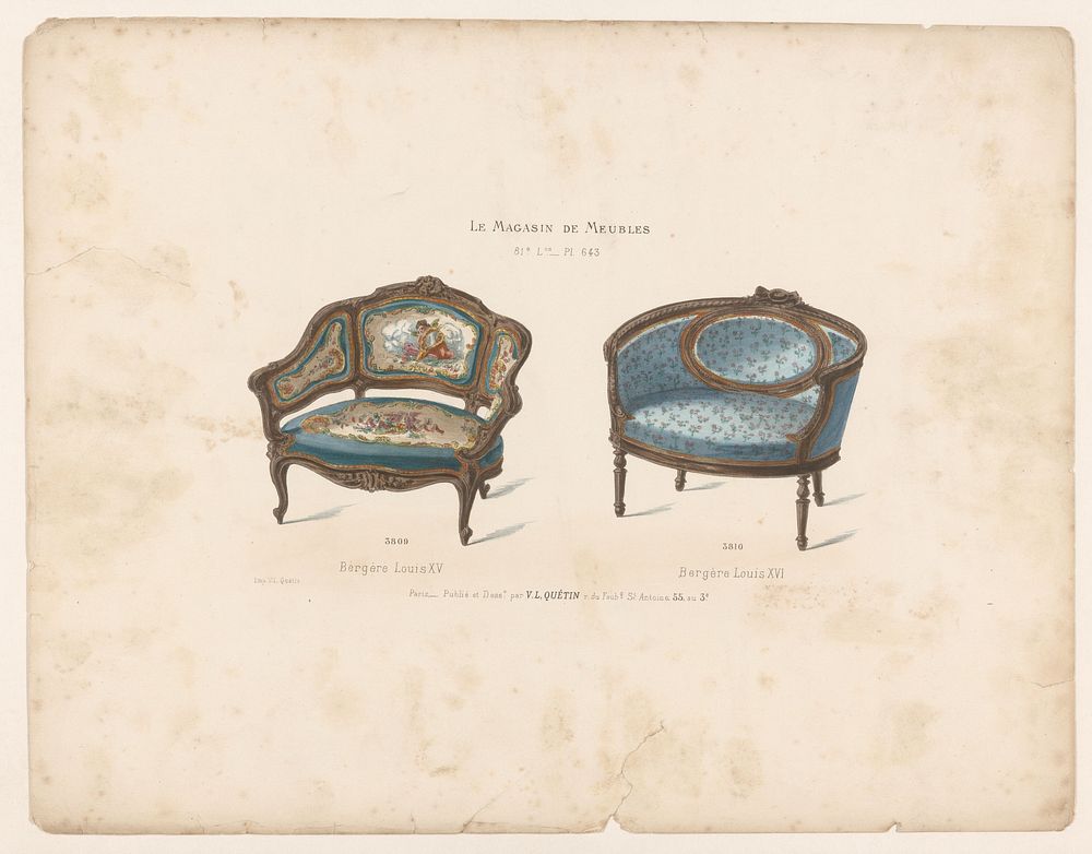 Twee fauteuils (1878 - in or after 1904) by anonymous, Victor Léon Michel Quétin, Victor Léon Michel Quétin and Victor Léon…