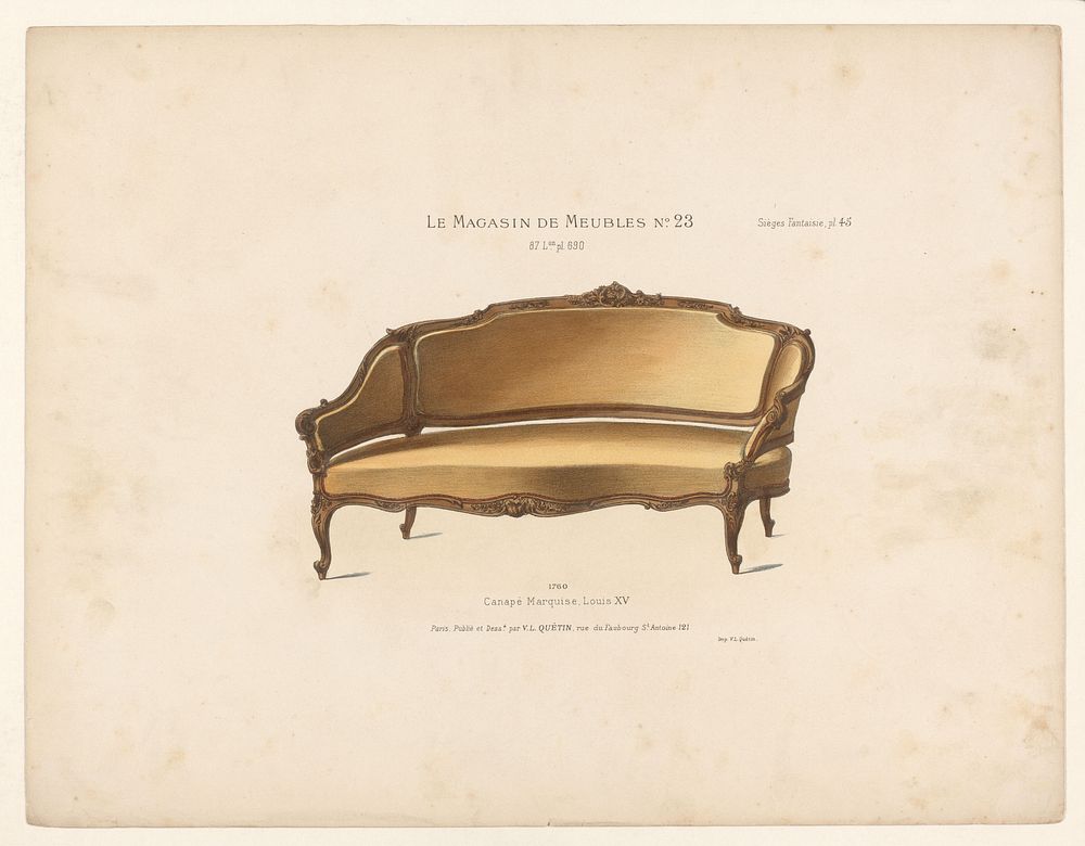 Canapé (1878 - in or after 1904) by anonymous, Victor Léon Michel Quétin, Victor Léon Michel Quétin and Victor Léon Michel…