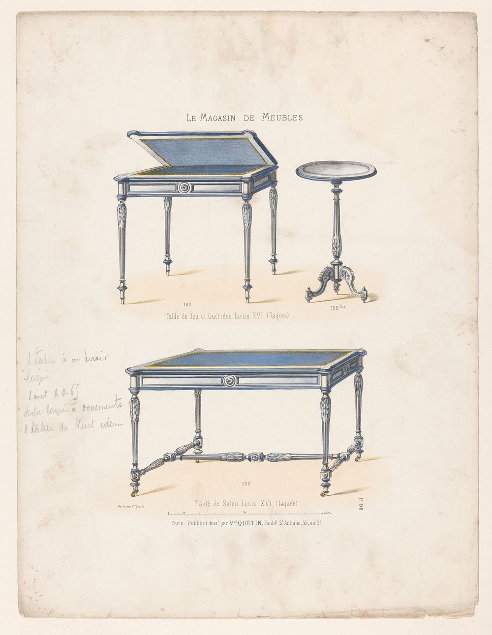 Speeltafel, gueridon en tafel (1832 - 1877) by anonymous, Victor Joseph Quétin, Victor Joseph Quétin and Victor Joseph Quétin