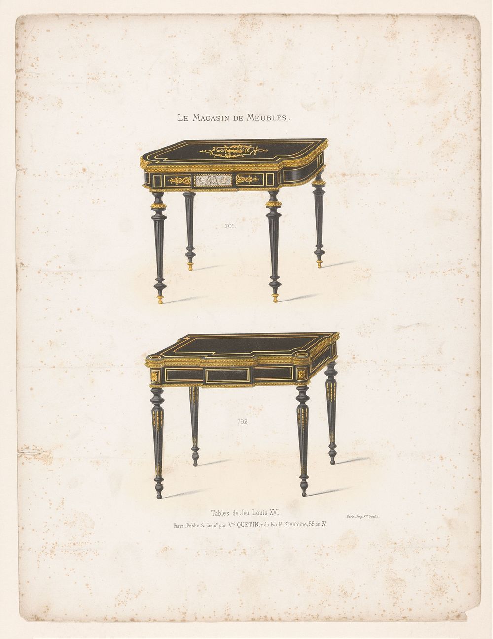 Twee speeltafels (1832 - 1877) by anonymous, Victor Joseph Quétin, Victor Joseph Quétin and Victor Joseph Quétin