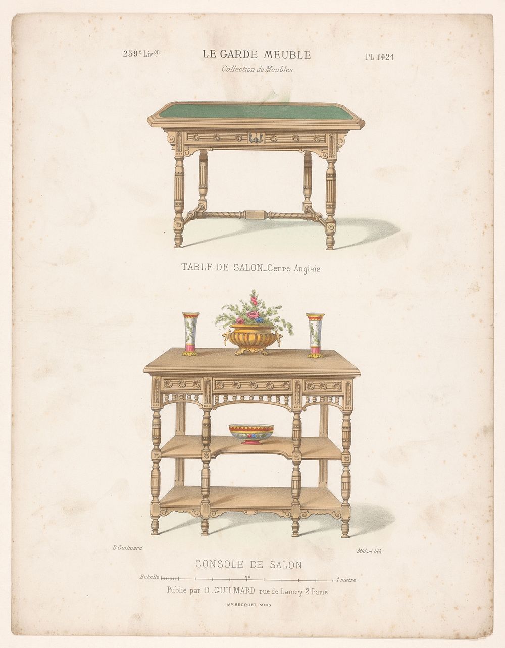 Twee salontafels (1839 - 1885) by Midart, Becquet and Désiré Guilmard