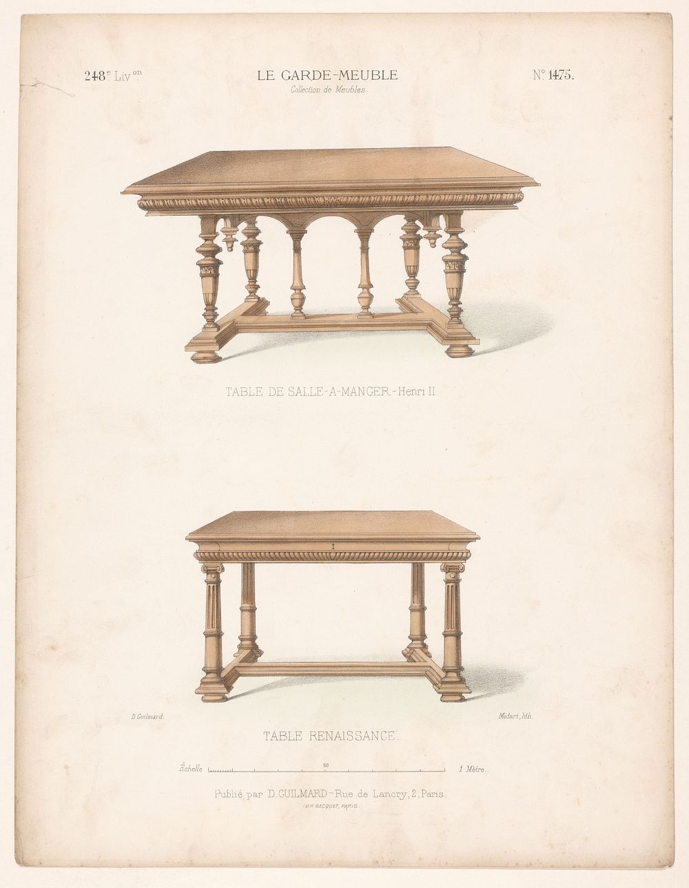 Twee eettafels (1839 - 1885) by Midart, Becquet and Désiré Guilmard