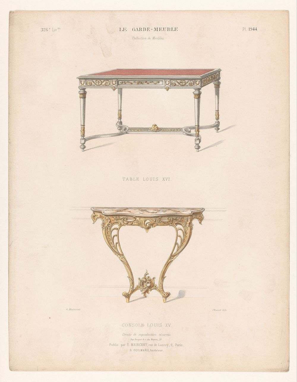 Twee tafels (1885 - 1895) by Chanat, Becquet frères, Eugène Maincent and Désiré Guilmard
