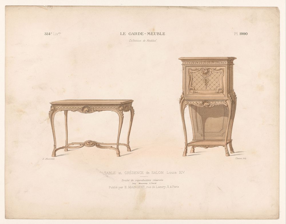 Tafel en dressoir (1885 - 1895) by Chanat, Monrocq, Eugène Maincent and Désiré Guilmard