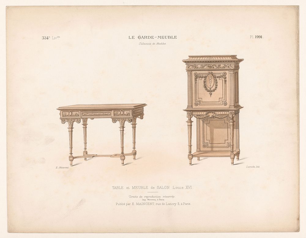 Tafel en dressoir (1885 - 1895) by Léon Laroche, Monrocq, Eugène Maincent and Désiré Guilmard